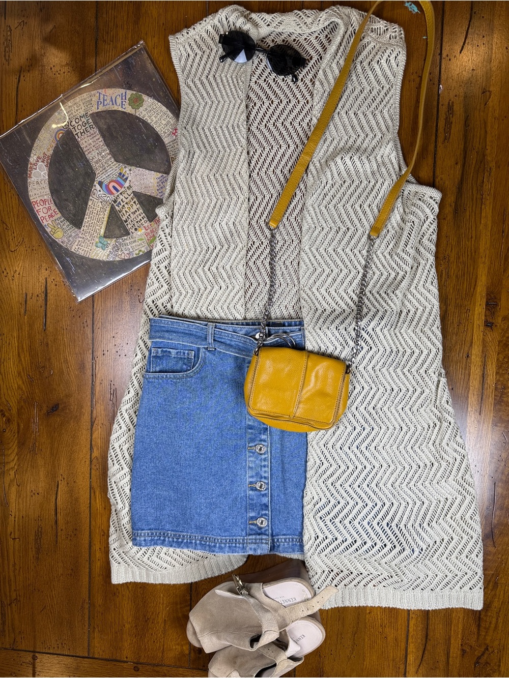 🔥Forever 21 Light Blue Denim Button-Front Mini Tetro Vibes Skirt with Belt - Picture 6 of 6